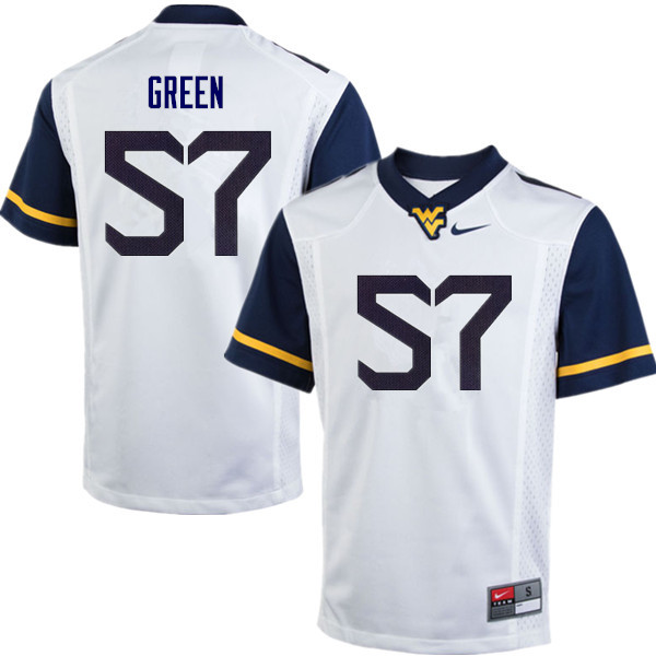 NCAA Men's Nate Green West Virginia Mountaineers White #57 Nike Stitched Football College Authentic Jersey VV23G37BU